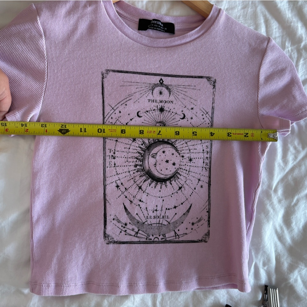 Bershka Light Purple Ribbed Tee size M - Picture 3 of 4